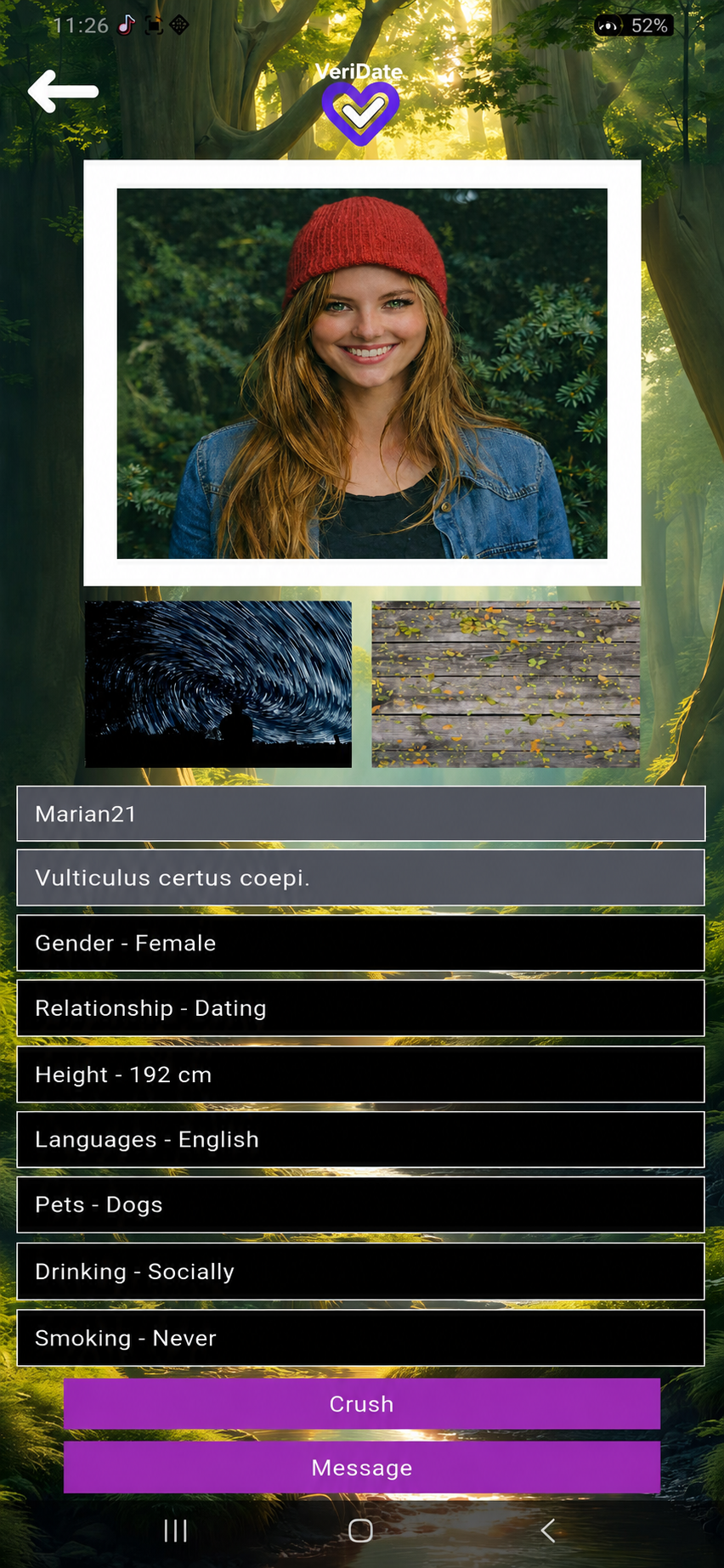 Profile creation screen