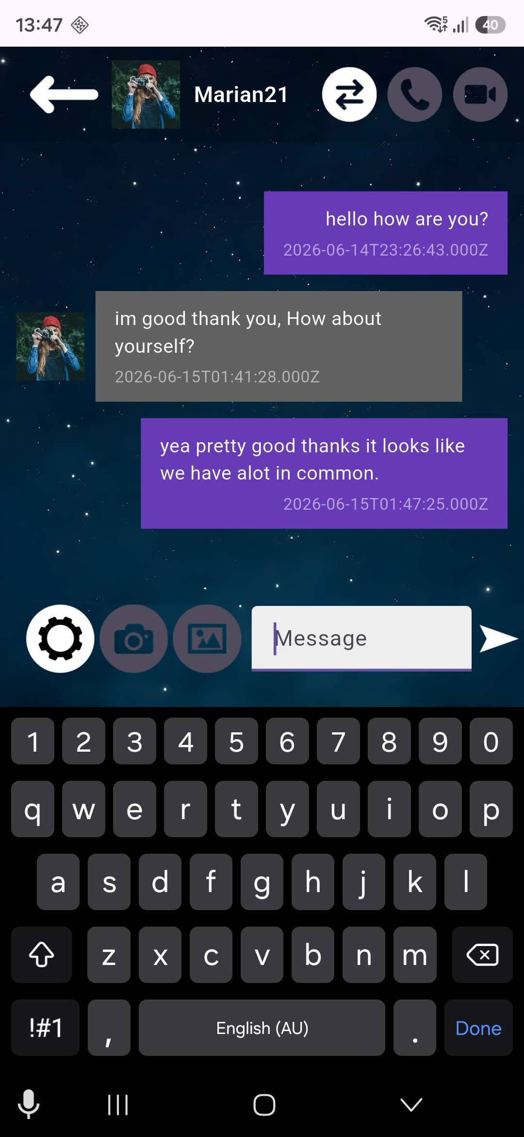 Chat screen left