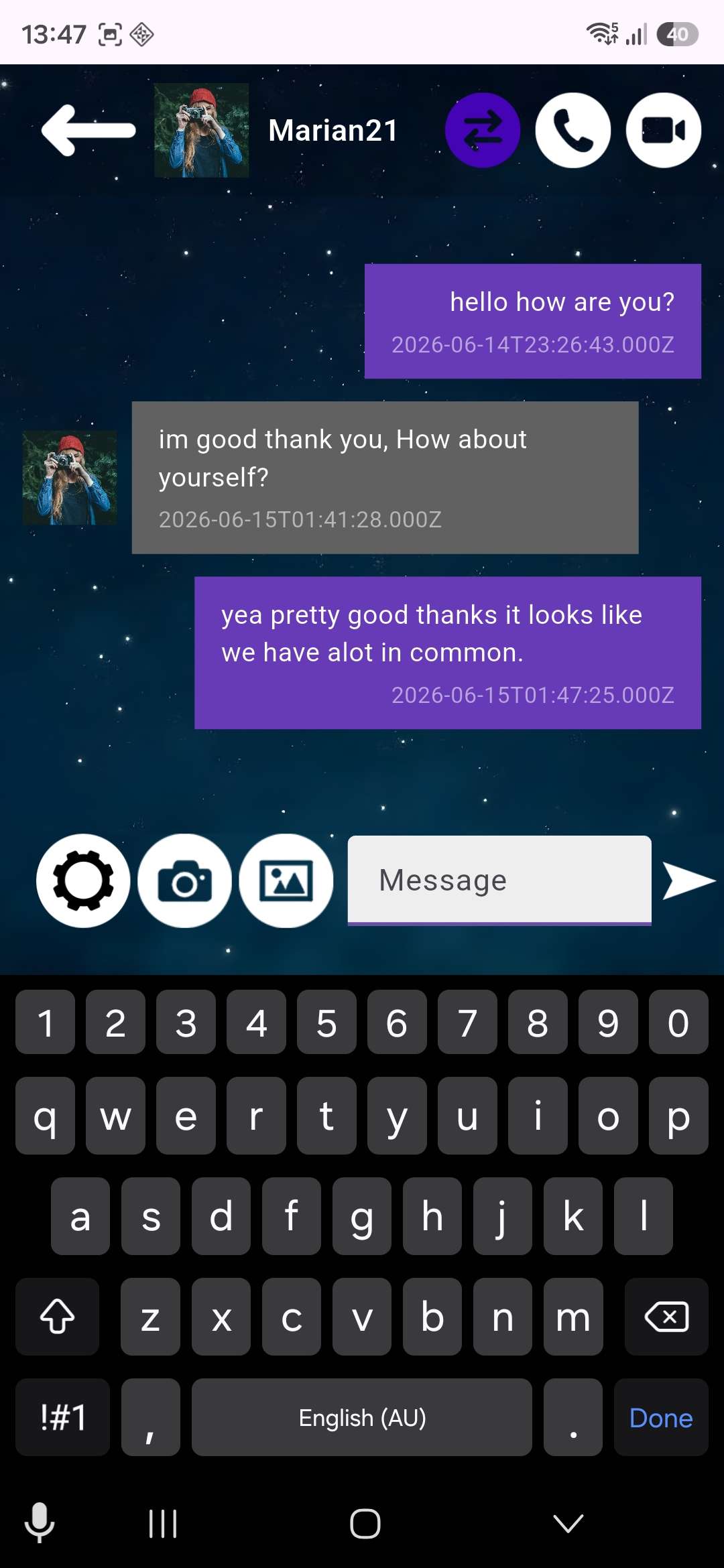 Chat screen right